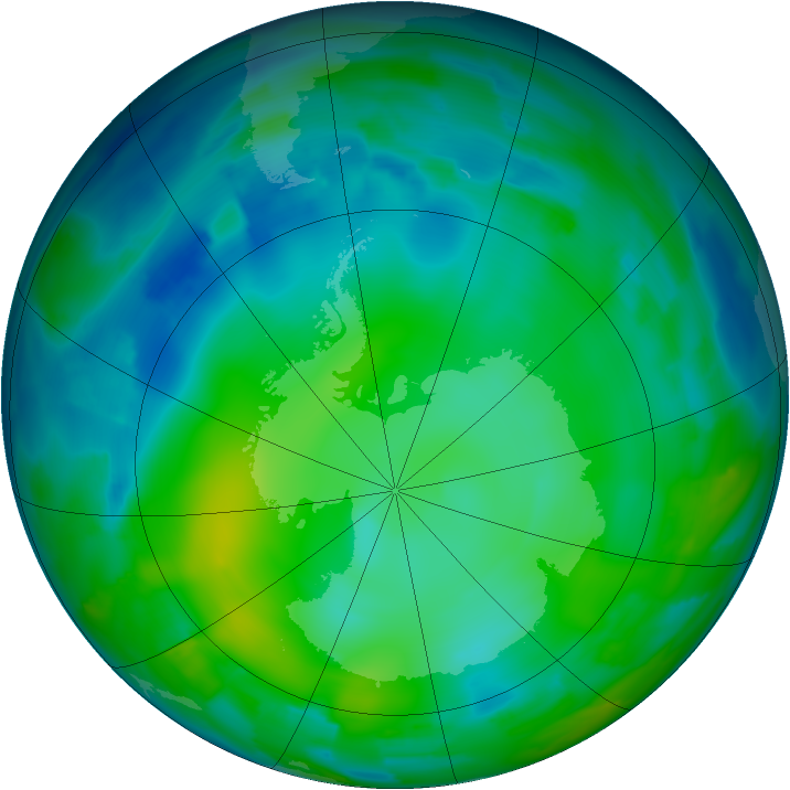Antarctic ozone map for 03 June 2012